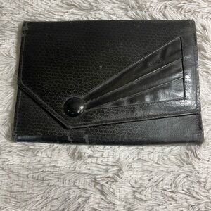 Vintage Leather Black Clutch Wallet 1930’s, Has Wear